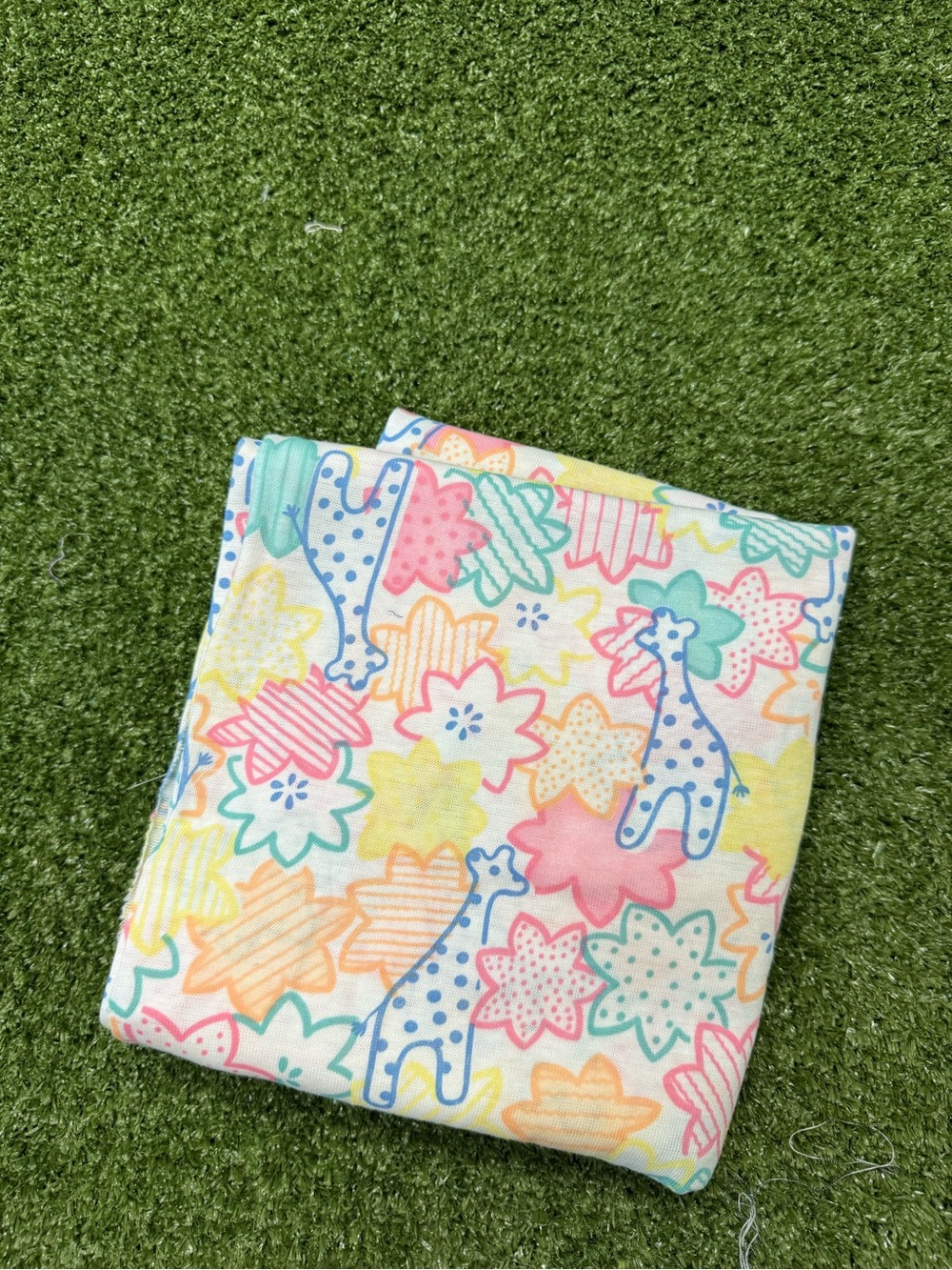 Vintage Cotton Fabric Pastel Colorful Geometric Floral Baby Nursery 56" x 58"